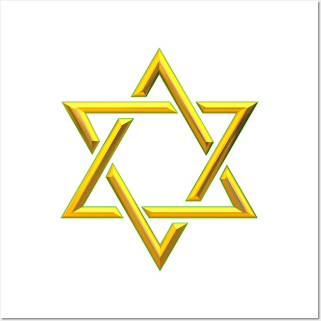 3-D Look Golden Star of David Wall Art by Artist4God